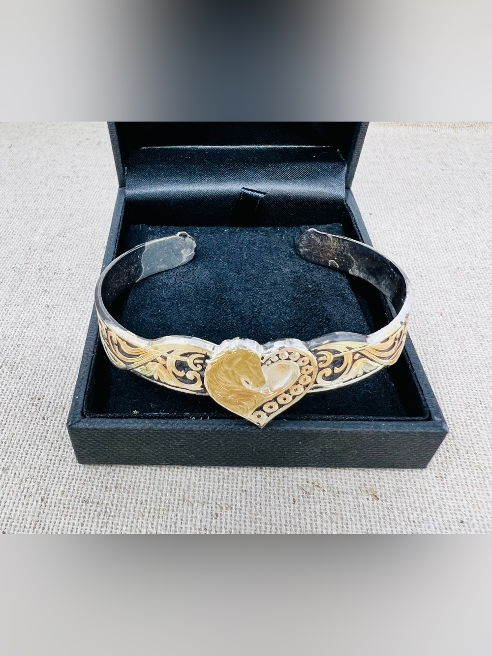 Vintage Montana Silversmiths Sterling Silver Plated Horse Cuff Bracelet